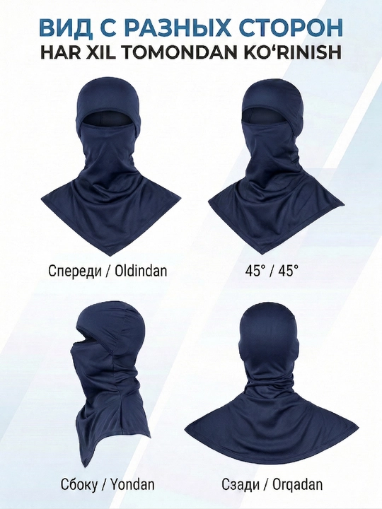 Universal balaklava niqob — UV himoya, nafas oluvchi, shamol va changga qarshi yuz niqobi