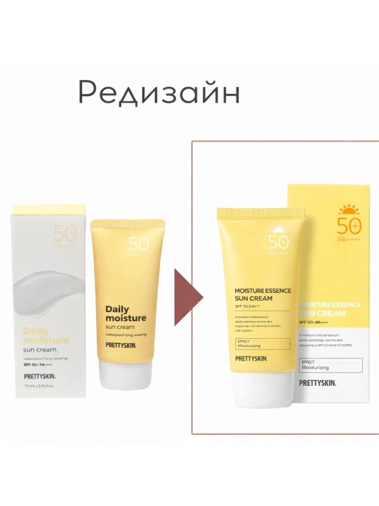 Солнцезащитный крем для лица SPF50+, не тонирующий PrettySkin, 70 мл