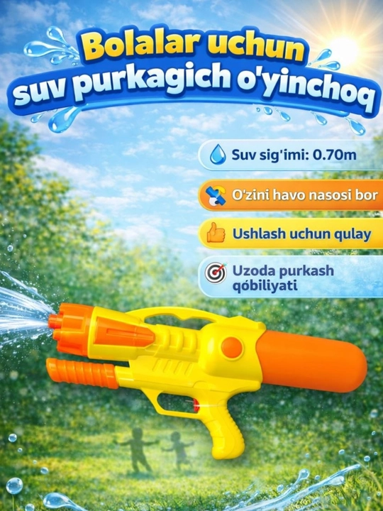 Suv purkagich o‘yinchog‘i, bosimli suv pistoleti - 