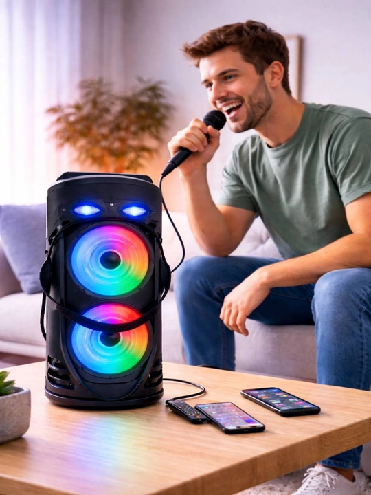 Bluetooth караоке-колонка с микрофоном, RGB-подсветкой, 40 см
