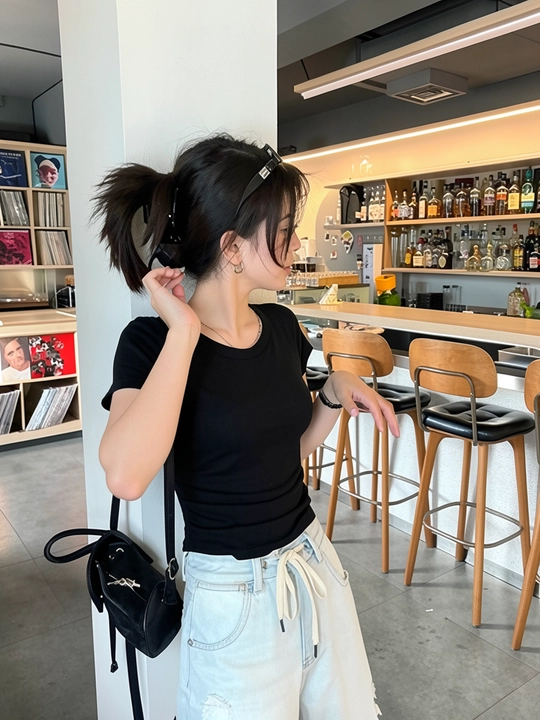 Top krop, slim fit, krop futbolka, top ayollar va qizlarimiz uchun, beli qisqa top