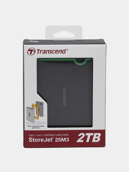Transcend 2TB tashqi qattiq disk, kauchuk, 2.5", USB 3.0