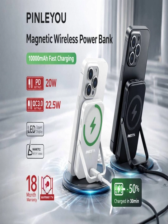 PINLEYOU P20 magnitli simsiz powerbank 10000 mAh