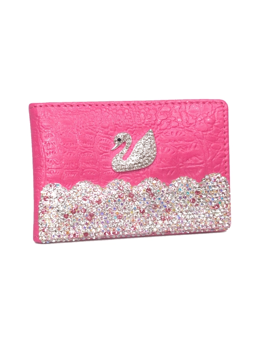 Чехол для паспорта и карт со стразами Swarovski, мини кошелек 8x11 - 