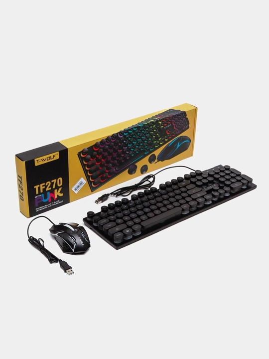 T-wolf TF200, TF270 o‘yin klaviaturasi va sichqonchasi, RGB yorug‘lik bilan - 