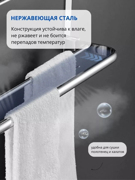 Devorga o‘rnatiladigan hammom polkasi sochiq ilgichlari bilan
