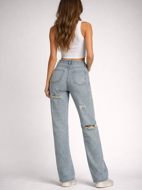 Ayollar uchun Baggy Y2K jinsi shimlar, paxtadan tikilgan, keng fason, yuqori bel, XS-2XL