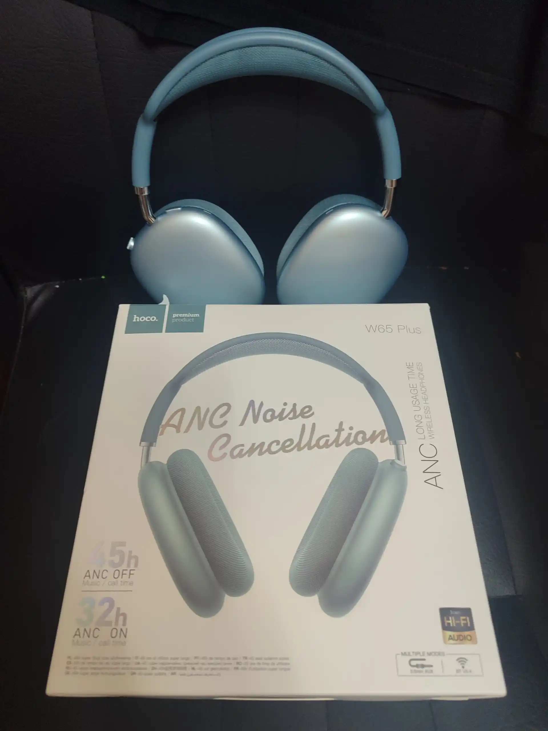 Наушники Hoco W65 Plus ANC беспроводные, Bluetooth 5.4, до 45 ч, ANC до 32 ч, 400 мАч, 2 ч