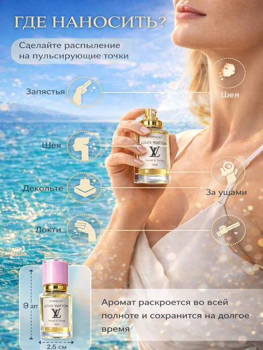 Louis Vuitton Symphony uniseks parfyum - bu uzoq davom etadigan sitrus hidi, izi bor niche parfyum.