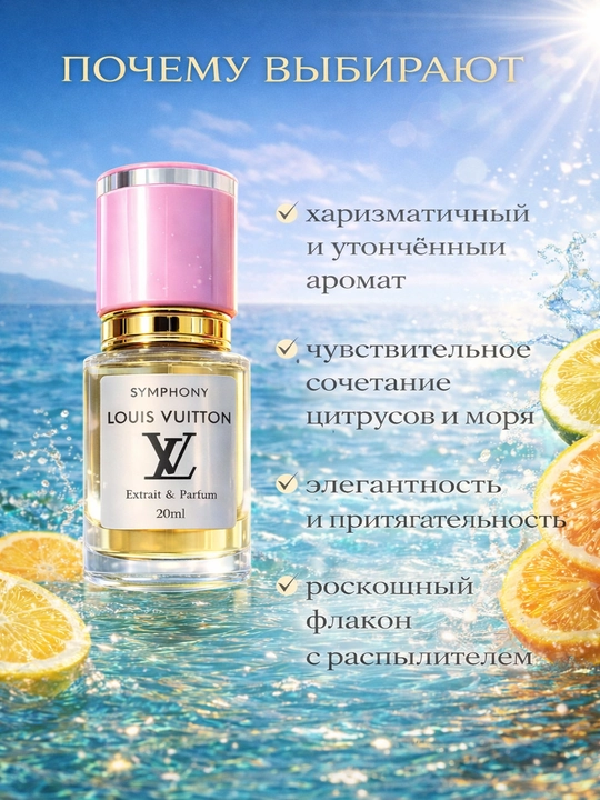 Louis Vuitton Symphony uniseks parfyum - bu uzoq davom etadigan sitrus hidi, izi bor niche parfyum.