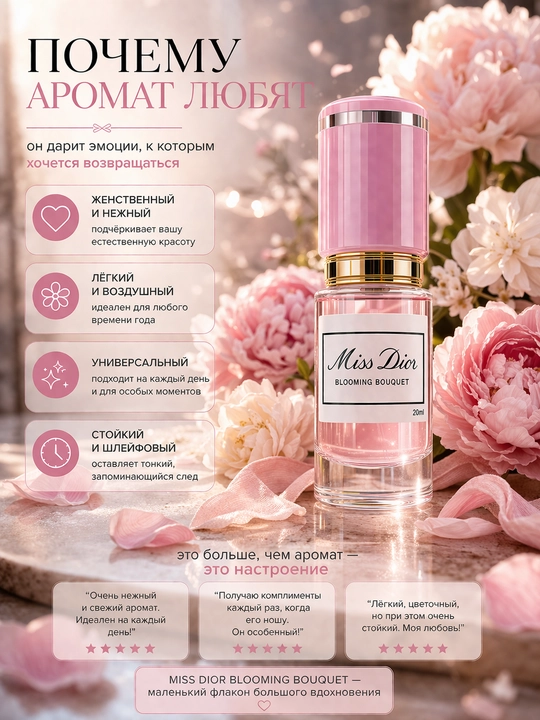 Miss Dior духи женские — стойкий цветочный аромат, элегантный парфюм с шлейфом