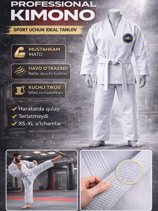 Taekwondo Karate va boshqa koplab sport turlari uchun mos keladigan KIMANO lar - 