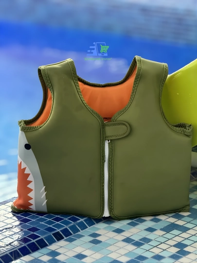 Жилет для плавания детский не надувной с акулами тканевый для бассейна
