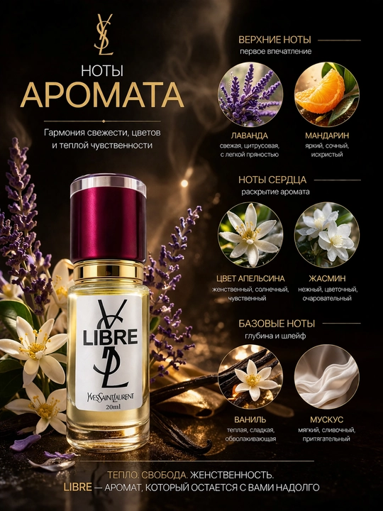 YSL Libre духи женские — стойкий цветочно-восточный аромат, элегантный парфюм с шлейфом