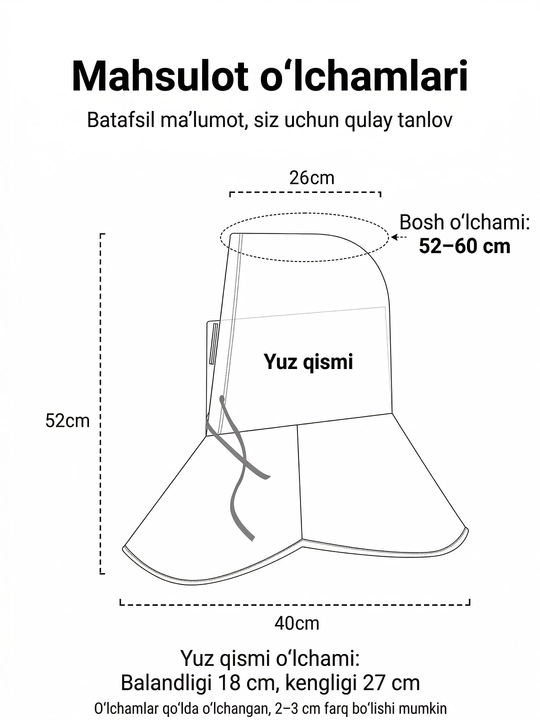 Erkaklar va ayollar uchun quyoshdan himoya qiluvchi kapyushonli niqob sovituvchi balaklava