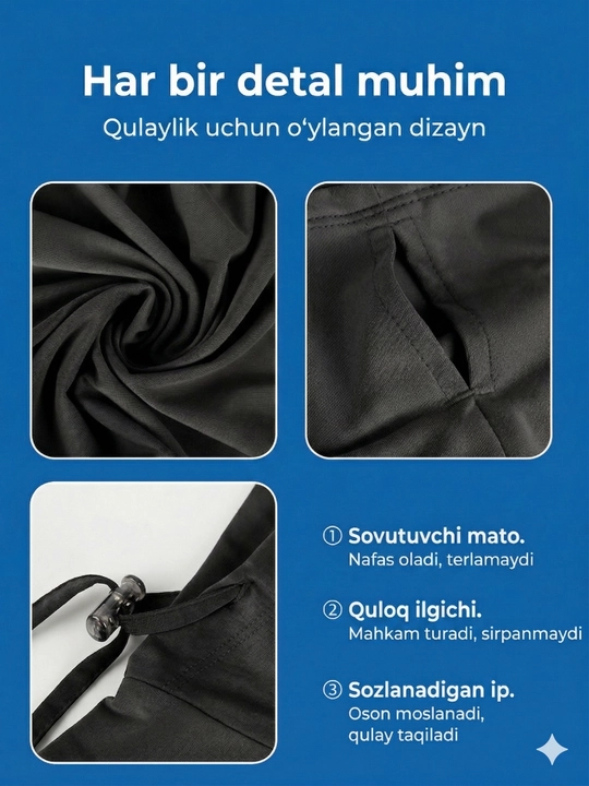 Erkaklar va ayollar uchun quyoshdan himoya qiluvchi kapyushonli niqob sovituvchi balaklava