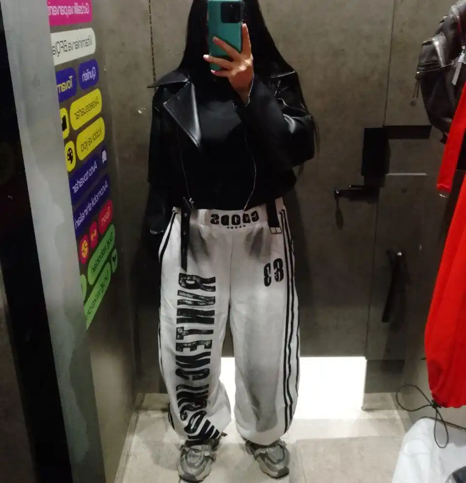 Ayollar triko, paxta, Y2K, koreys uslubi, katta o‘lcham, keng, triko joggerlar, kundalik