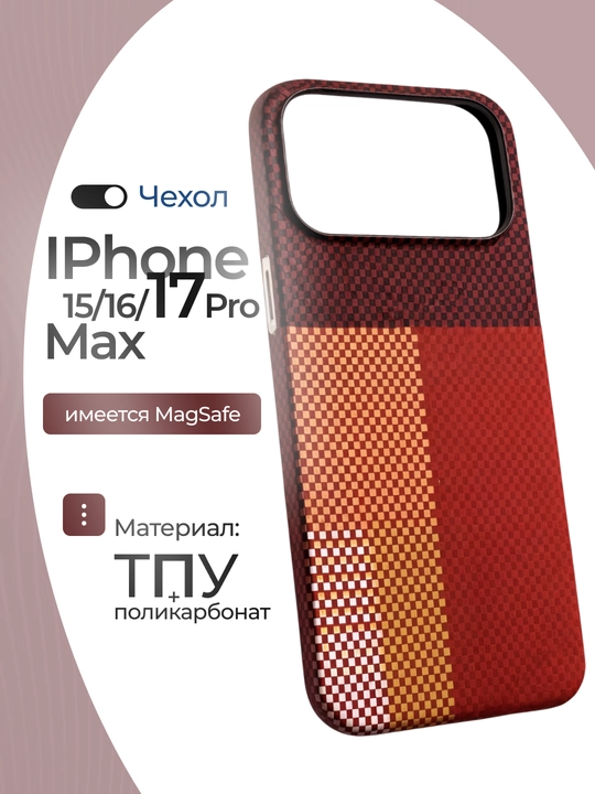 Карбоновый чехол с Magsafe для iPhone 15/16/17 Pro и Pro Max - 