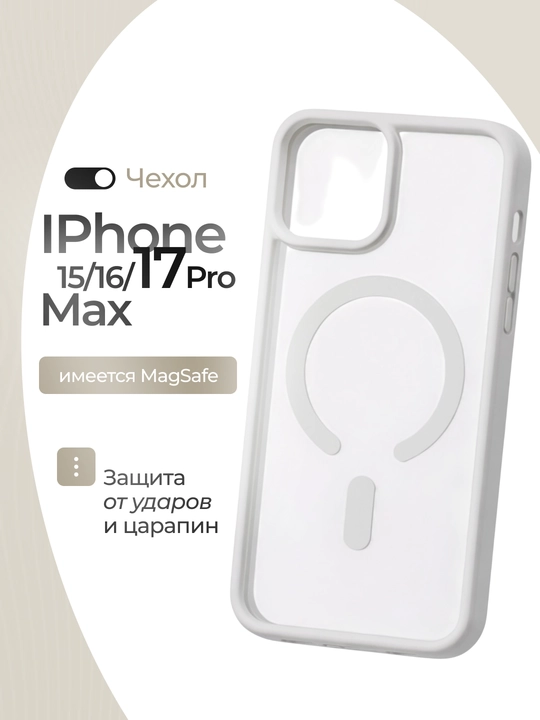 Чехол MagSafe для iPhone 15, 16, 17 Pro / Pro Max с защитой камеры - 
