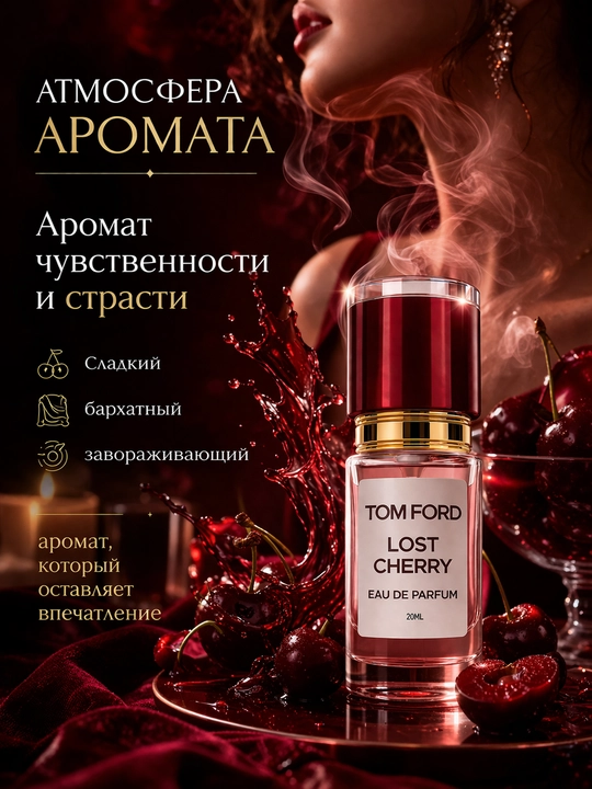 Tom Ford Lost Cherry парфюмерная вода унисекс — стойкий вишневый аромат, нишевая парфюмерия с шлейфом