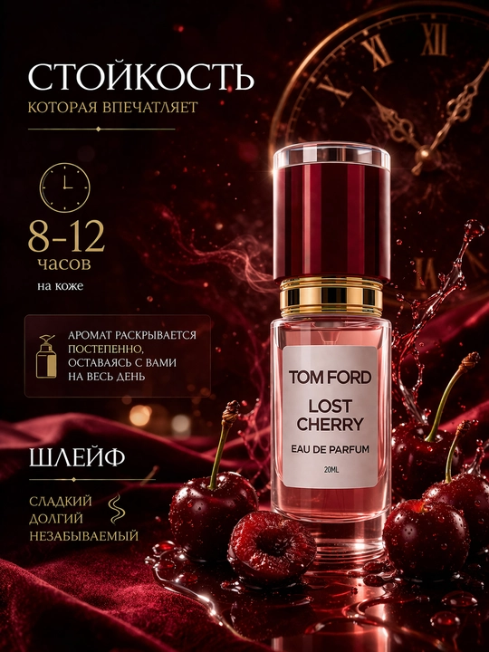 Tom Ford Lost Cherry парфюмерная вода унисекс — стойкий вишневый аромат, нишевая парфюмерия с шлейфом