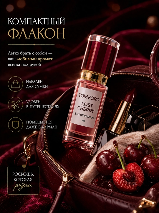 Tom Ford Lost Cherry парфюмерная вода унисекс — стойкий вишневый аромат, нишевая парфюмерия с шлейфом