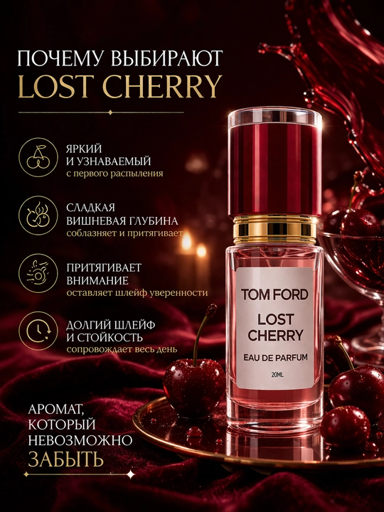Tom Ford Lost Cherry парфюмерная вода унисекс — стойкий вишневый аромат, нишевая парфюмерия с шлейфом