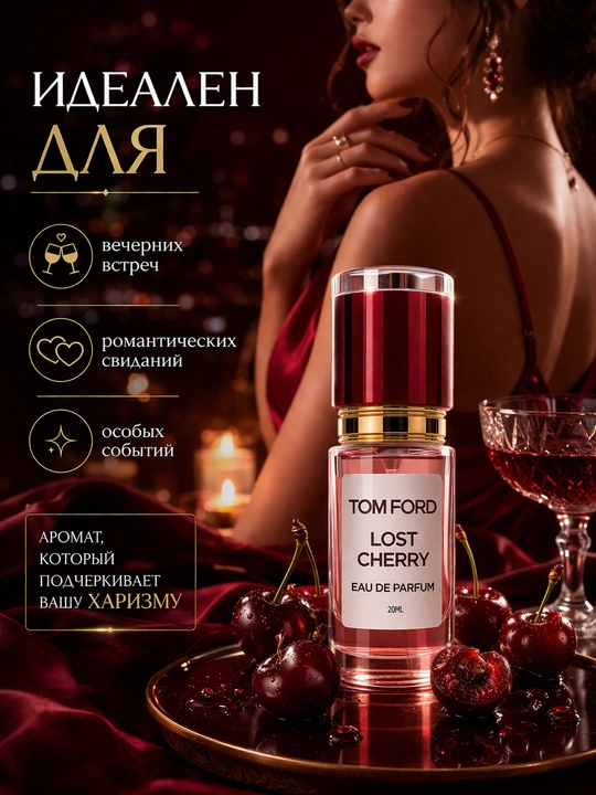 Tom Ford Lost Cherry парфюмерная вода унисекс — стойкий вишневый аромат, нишевая парфюмерия с шлейфом