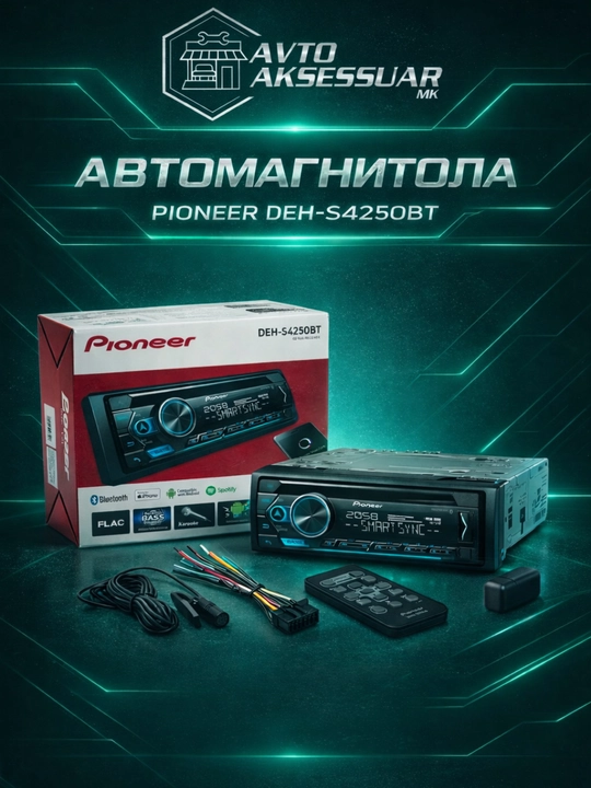 Автомагнитола PIONEER DEH-S4250BT Bluetooth AUX USB CD 1DIN черная для автомобиля - 