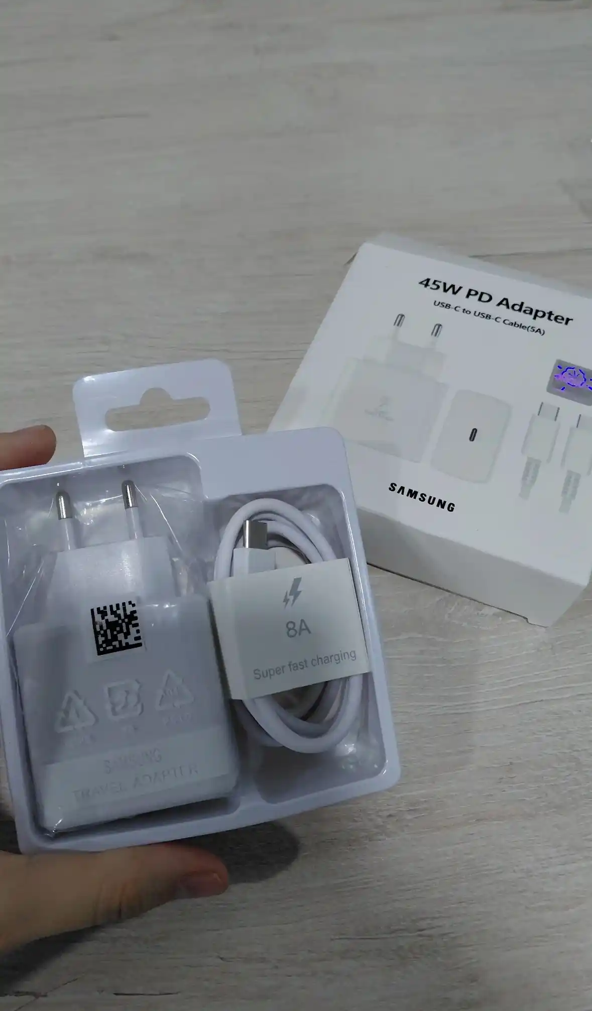 Зарядное устройство 45W Type-C для Android, быстрая зарядка, адаптер + кабель 1 м