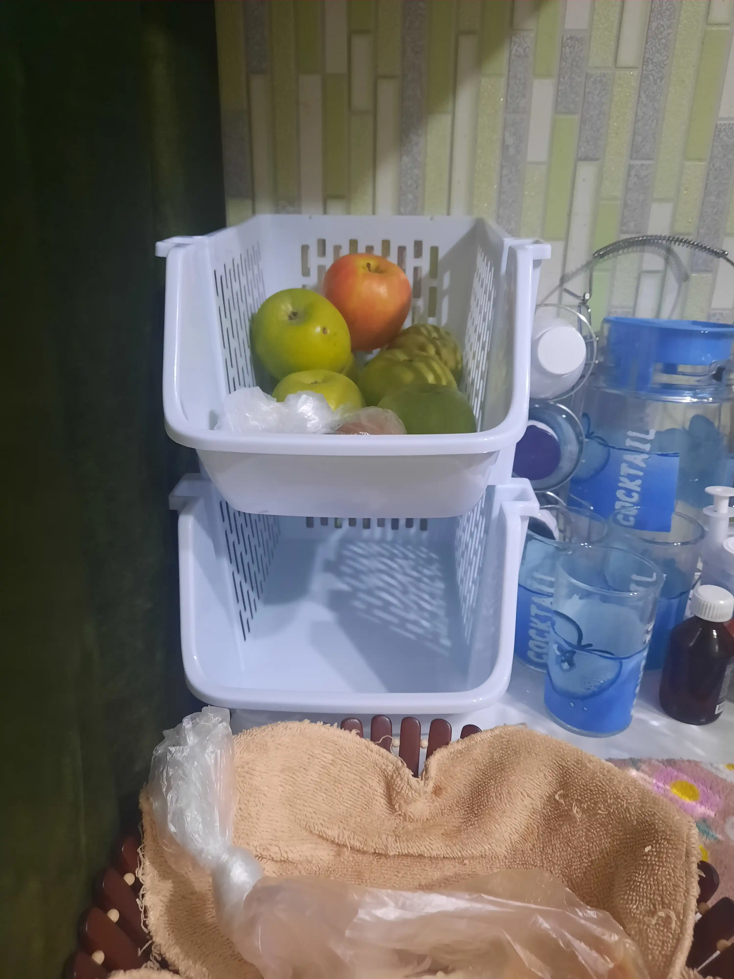 Saqlash uchun savat, oziq-ovqat, buyumlar uchun organayzer 2xil oʻlcham, rasmdan ajrating