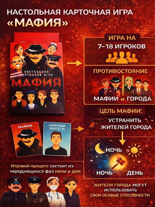 Настольные игры Mafia и Flagomania, стратегическая и викторина, для 2–12 игроков
