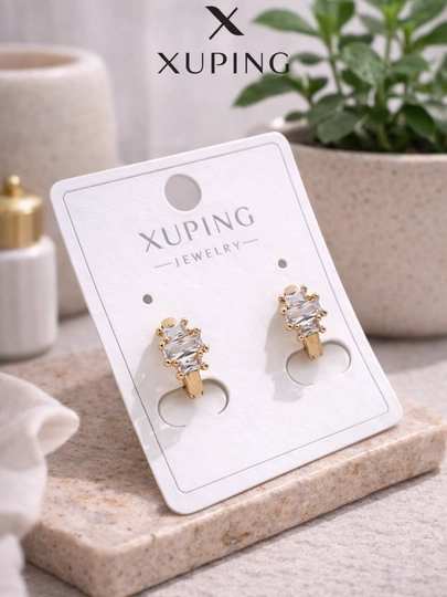 Женские серьги золотого цвета, бренд Xuping — LESHOES-XUP00001-БИРЮЗ