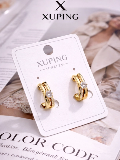 Женские серьги золотого цвета, бренд Xuping — LESHOES-XUP001-БЕЖЕВ