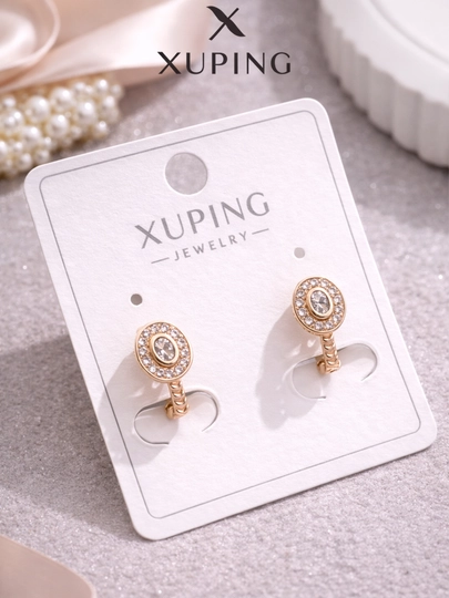 Женские серьги золотого цвета, бренд Xuping — LESHOES-XUP001-ТЕМНЗЕЛ
