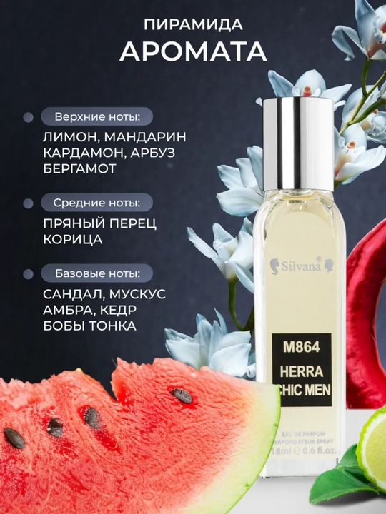 Parfyumlangan suv Chic For Men Carolina Herrera, Silvana №M864, 18, 50 ml