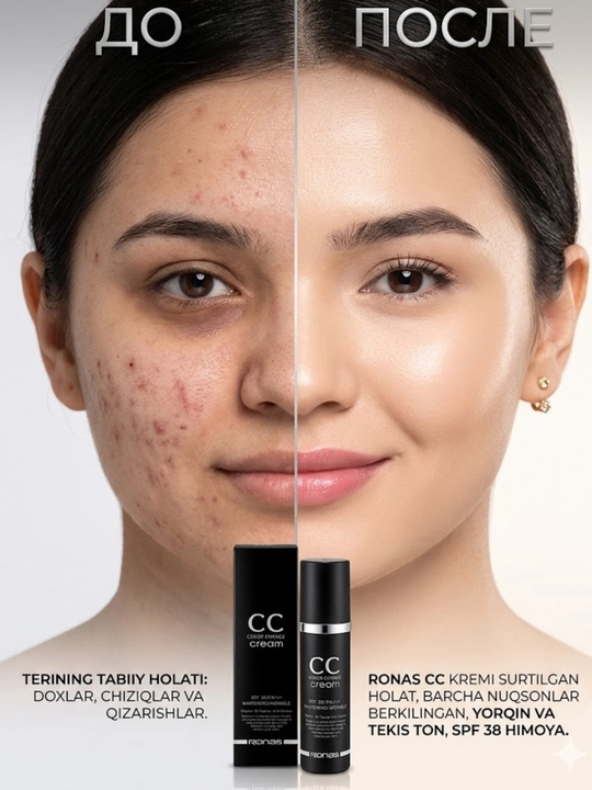 CC-крем Ronas Color Change, SPF 38/PA+++, тональная основа и увлажнение, 50 мл