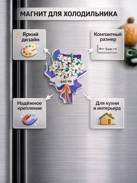 Mini-gullar bilan muzlatgich uchun kaspo magnitlari - 