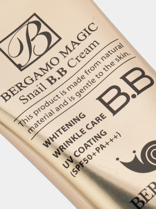 BB-krem Bergamo Magic Snail shilliq qurt mutsini bilan, SPF 50+, tonal asos, 50 ml