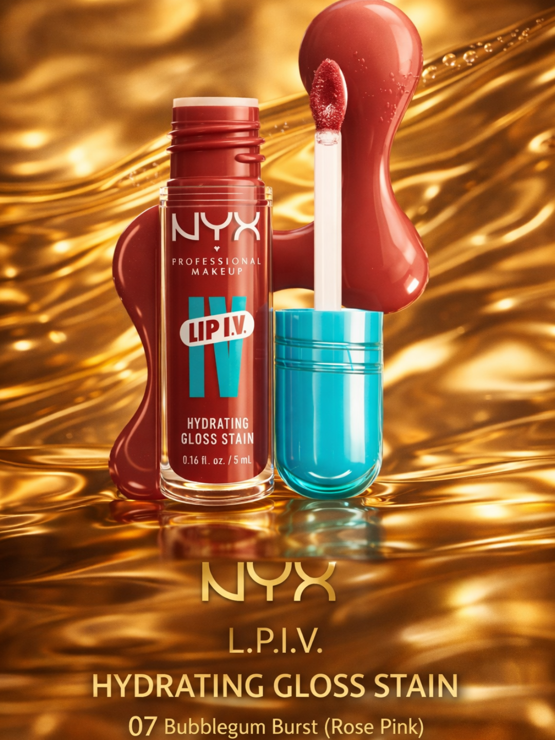 NYX Lip I.V Gloss Stain, стойкий тинт и увлажняющий блеск для губ, не липкий - 
