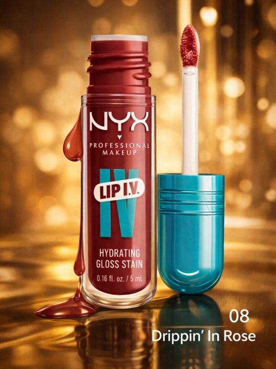 NYX Lip I.V Gloss Stain, стойкий тинт и увлажняющий блеск для губ, не липкий - 