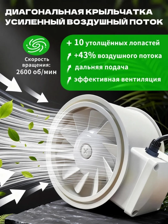 Kanalli ventilyator Airox HF 220V — past shovqinli, kuchli havo aylanish