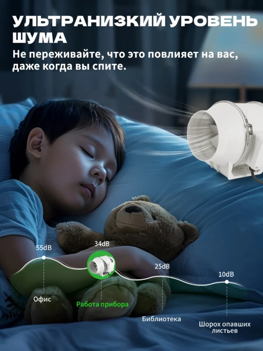 Kanalli ventilyator Airox HF 220V — past shovqinli, kuchli havo aylanish