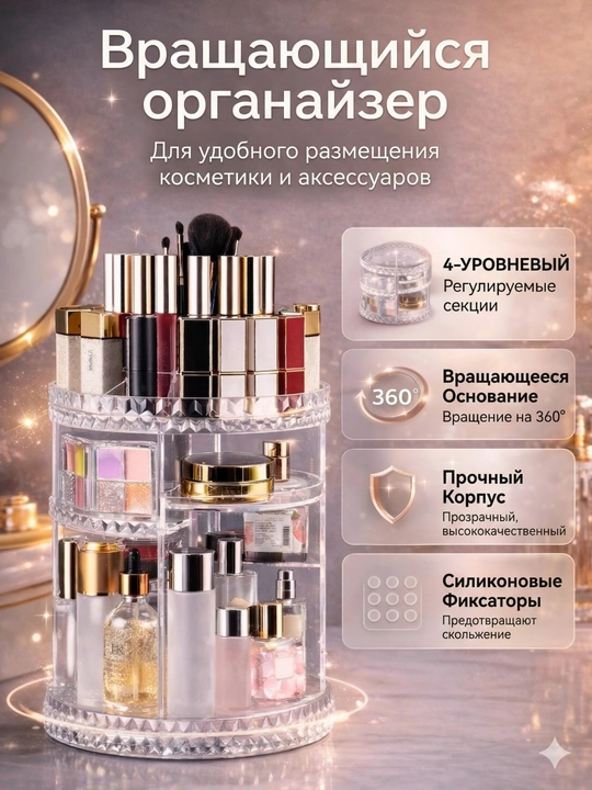 Органайзер для косметики и аксессуаров для макияжа, для подарка - 