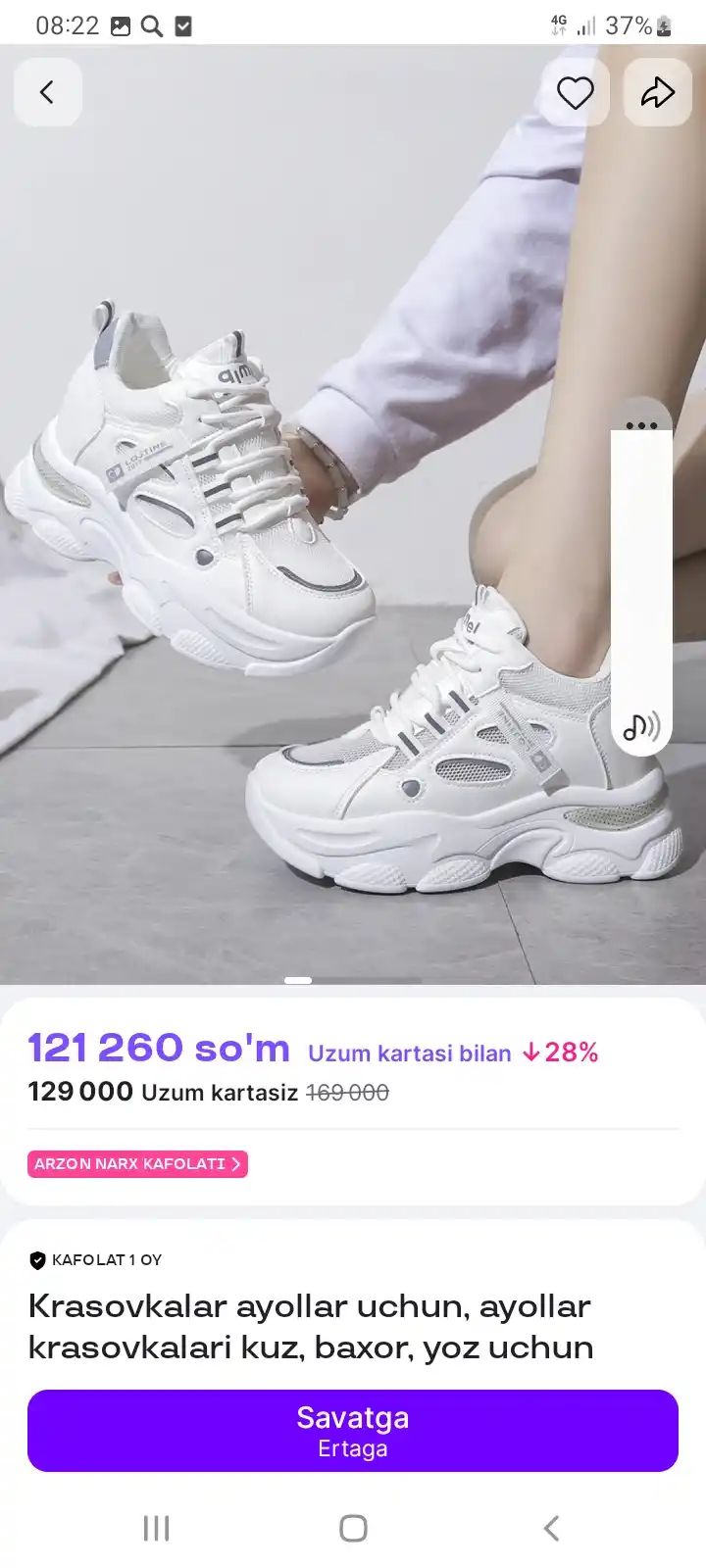 Ayollar uchun bahorgi, yozgi, kuzgi krossovkalar, o‘lchamlari 36-40