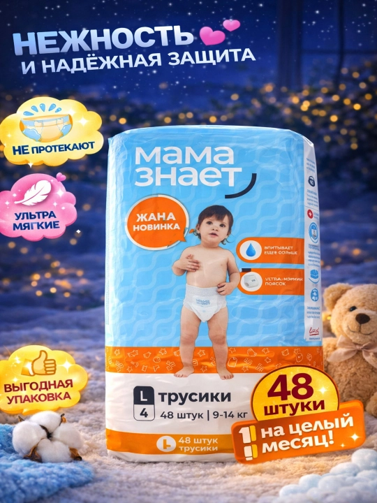 Taglik-trusilar, L, tungi (9-14 kg), 48 dona, kuchaytirilgan, 12 soatgacha, oqmaydi - 