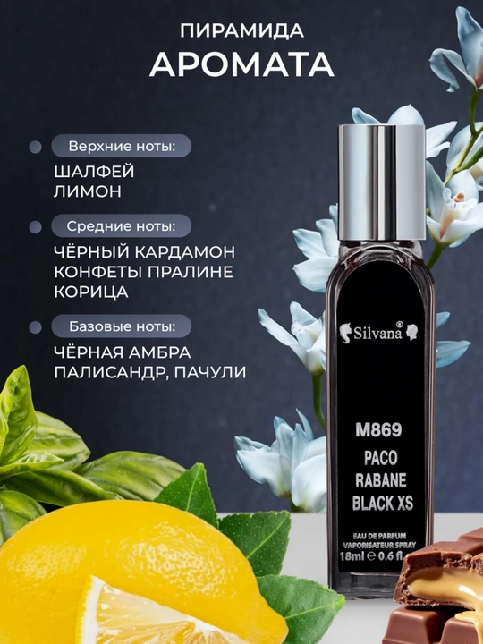 Parfyumlangan suv Black XS Rabanne, Silvana №M869, 18ml