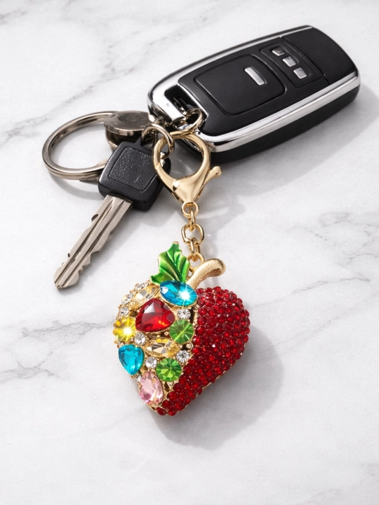 Брелок яблоко со стразами keychain для сумки и ключей аксессуар - 