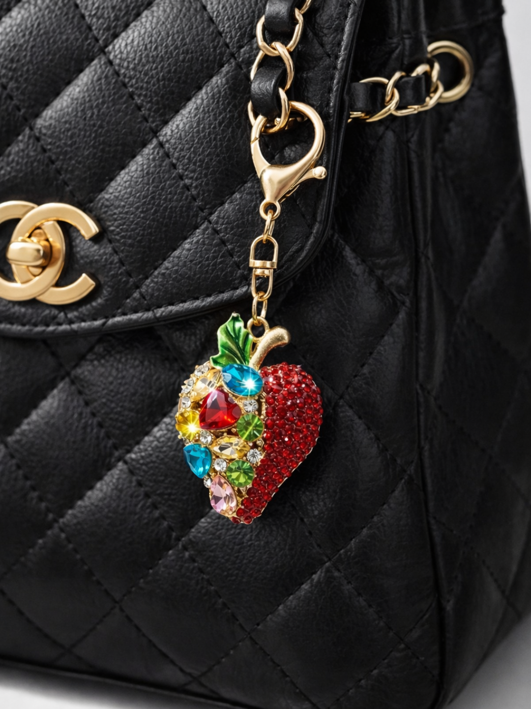 Брелок яблоко со стразами keychain для сумки и ключей аксессуар
