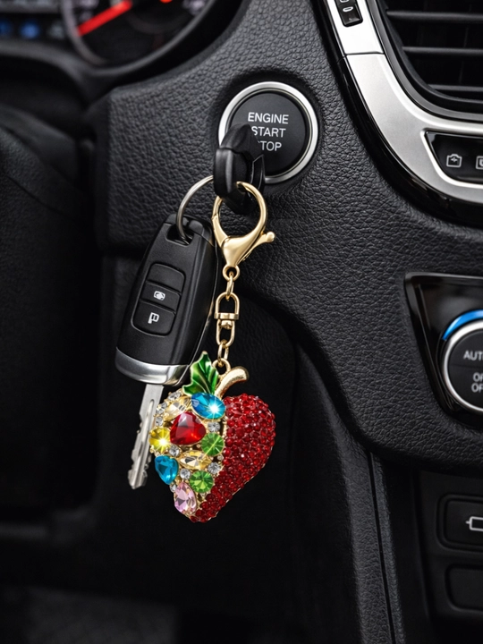 Брелок яблоко со стразами keychain для сумки и ключей аксессуар